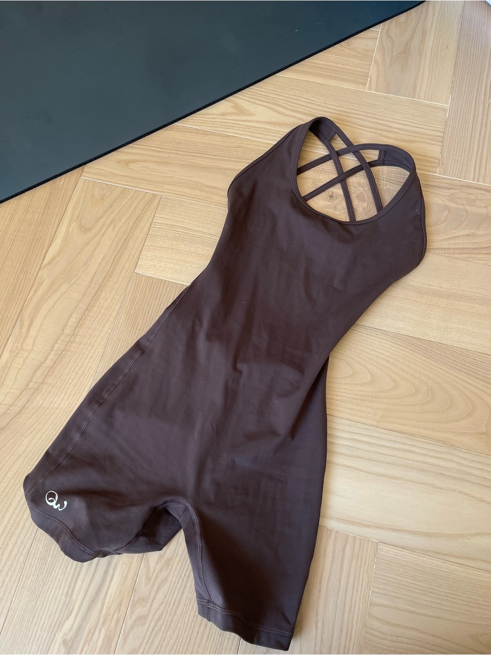 Brown Low Back Strappy Athletic Romper